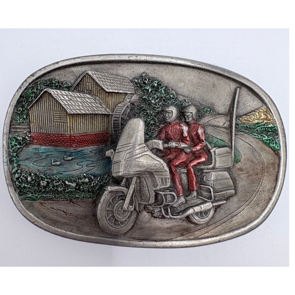 Vintage Bergamot Brass Works Touring Motrcycle Belt Buckle